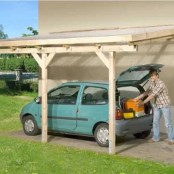 Pergola Bois Adossée Couverte 4x3 Toiture PVC - 424 X 306 Cm