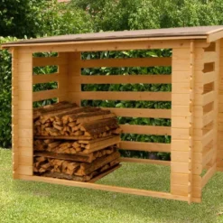 Abri-bûches Extérieur En Bois Brut 236 X 119 X 167 Cm