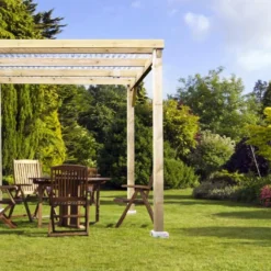 Tonnelle Autoportée Carport En Bois Autoclave Toit Plat 200x200cm