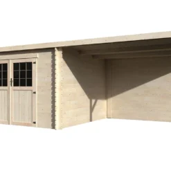 Abri De Jardin En Bois De Sapin 18,03 M² Avec Auvent Ep. 28 Mm– Eden