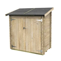 Abri De Jardin Adossé En Bois De Pin Brut Ambrogio – 155 X 85 X 165 Cm