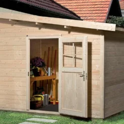 Abri De Jardin Adossé En Bois D’épicéa Brut 260 T2 – 7,05 M²