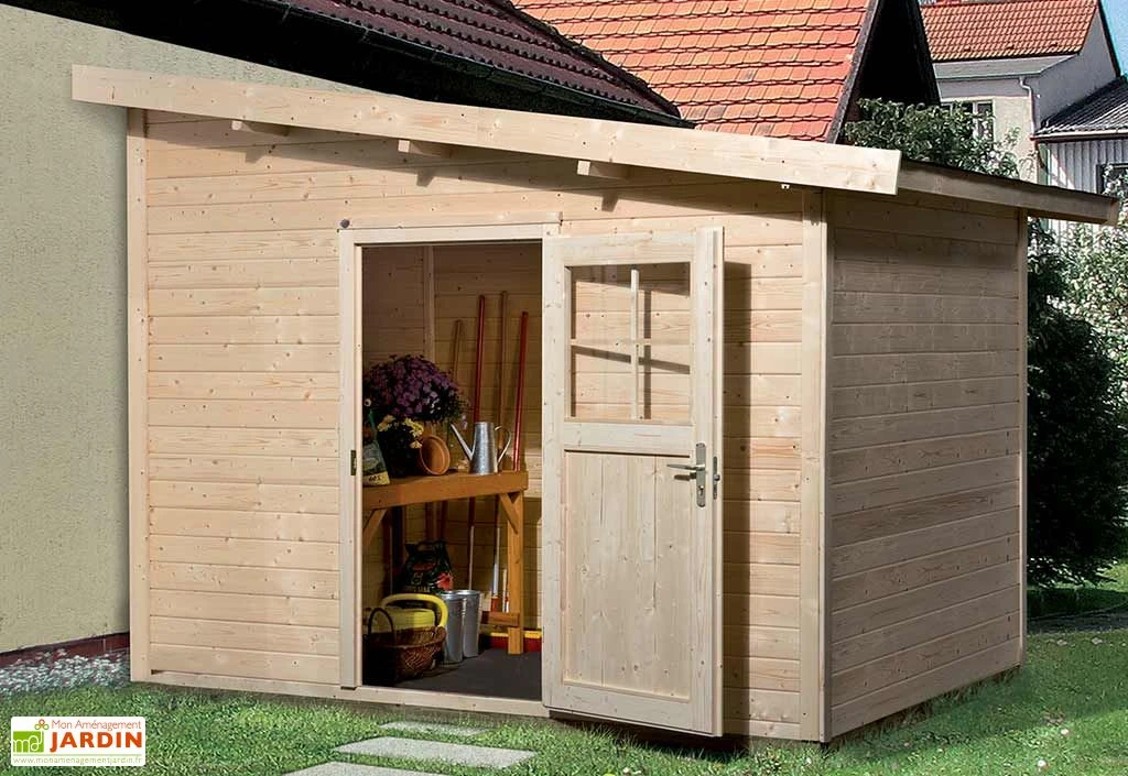 Abri De Jardin Adossé En Bois D’épicéa Brut 260 T2 – 7,05 M²