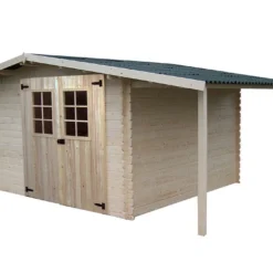 Abri De Jardin Avec Bûcher En Bois D'Epicéa Brut Vendée 13 M²