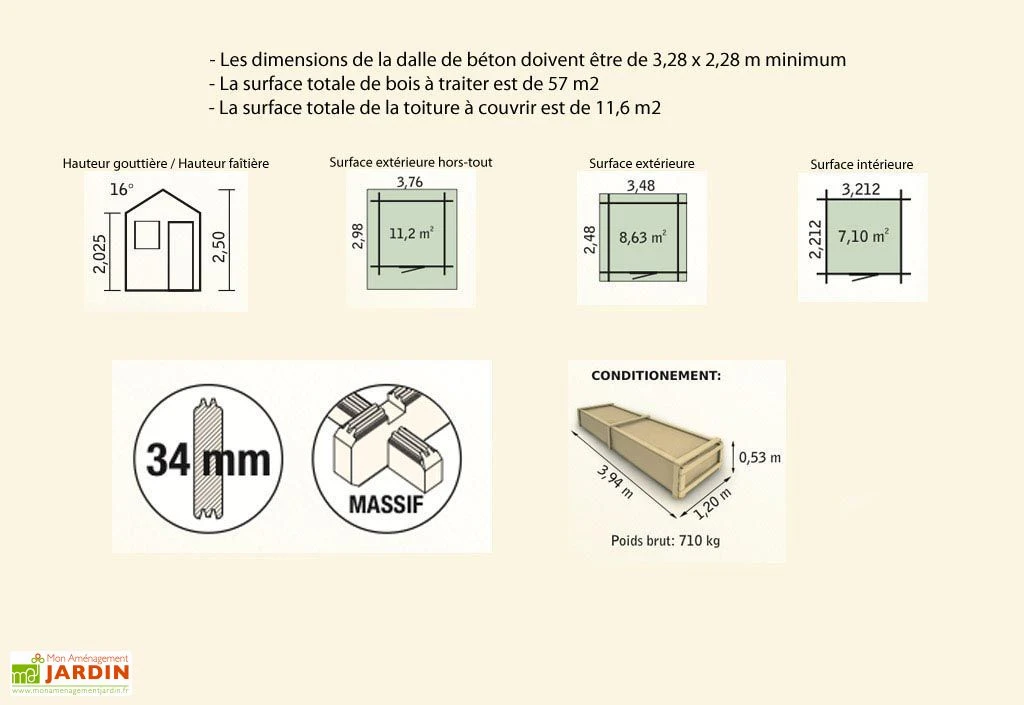 Abri De Jardin Bois Prunes (348x248x250) 34 Mm – Image 2