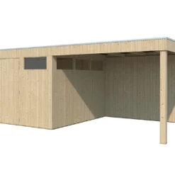 Abri De Jardin En Bois D’épicéa Brut Avec Auvent – 17,8 M²