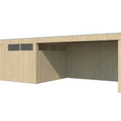 Abri De Jardin En Bois D’épicéa Brut Avec Auvent – 23,9 M²