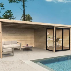 Solid Abri De Jardin En Bois D’épicéa Brut Avec Auvent - Sagres 21,14 M²