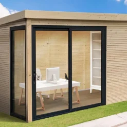 Solid Abri De Jardin En Bois D’épicéa Brut Avec Baie Vitrée - Seda 9,22 M²