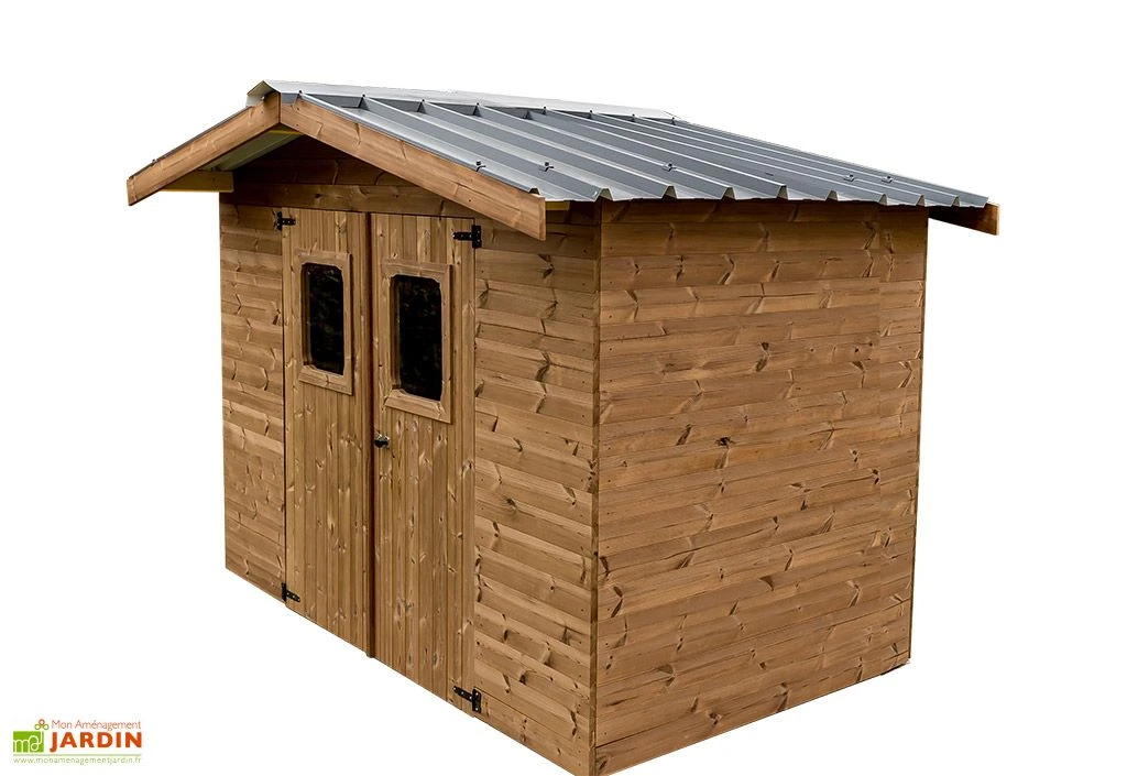 Abri De Jardin En Bois D’épicéa Traité Toit Bac Acier Therma – 4,72 M²