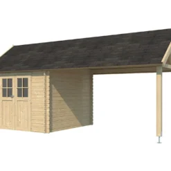 Abri De Jardin Bois D’Épicéa Toit Shingle + Auvent Gloucester 19 M²