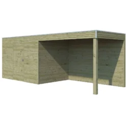 Abri De Jardin En Bois D’épicéa Traité + Extension Qube 12 M²