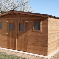 Abri De Jardin En Bois D’épicéa Traité Toit Bac Acier Thermabri – 20 M²