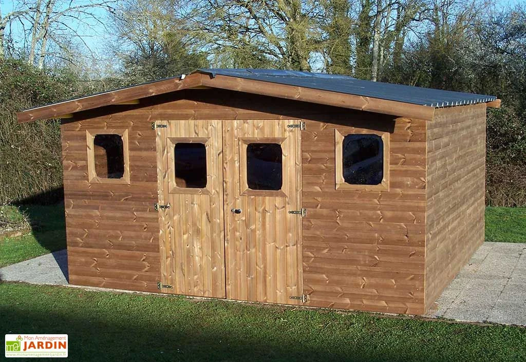Abri De Jardin En Bois D’épicéa Traité Toit Bac Acier Thermabri – 16 M²