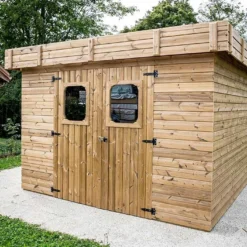 Abri De Jardin En Bois D’épicéa Traité Toit Bac Acier Thizy – 9 M²