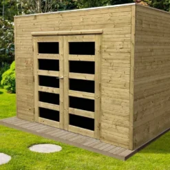 Solid Abri De Jardin En Bois Traité Capri 19 Mm – 6 M² Avec Toit Plat