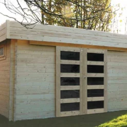 Solid Abri De Jardin En Bois Brut Viborg 40 Mm - 14 M² Avec Toit Plat