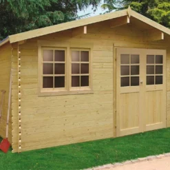 Solid Abri De Jardin En Bois Brut Visp 28 Mm - 16 M² Avec Toit à 2 Pans