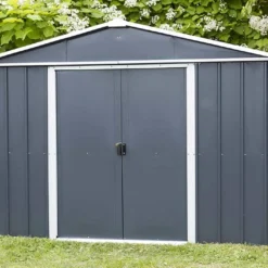 Abri De Jardin Acier Galvanisé Anthracite 237 X 303 Cm 7,18 M²
