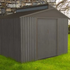 Abri De Jardin En Métal Look Bois Vieilli + Puit De Lumière 7,25 M²