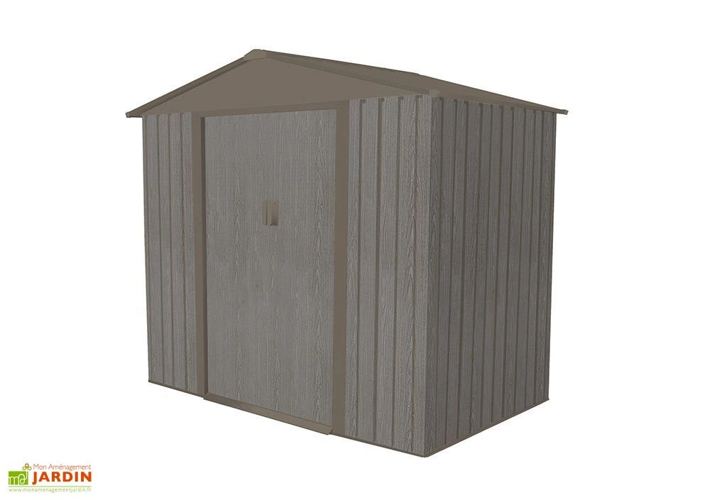 Abri De Jardin En Métal Look Bois Vieilli 2,43 M² – Image 2