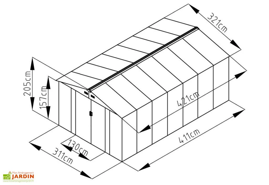 Abri De Jardin En Métal Look Bois Vieilli 13,51 M² – Image 5