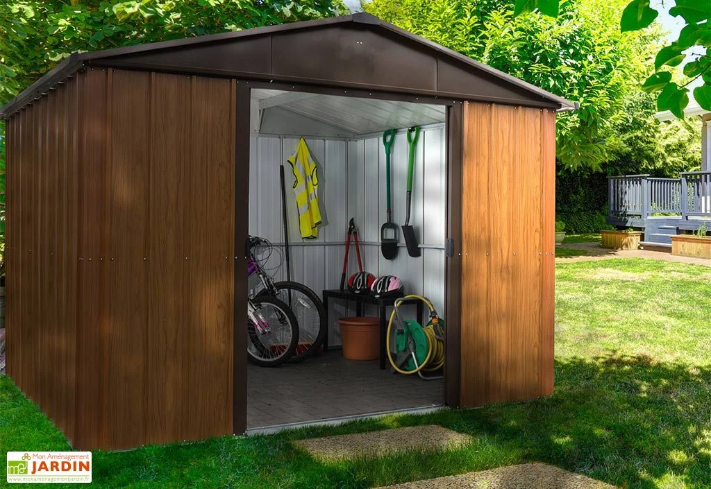 Abri De Jardin En Métal Galvanisé Imitation Bois 6,45 M² - 108WGY – Image 2