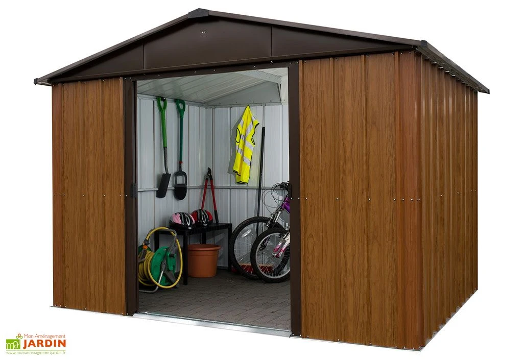 Abri De Jardin En Métal Galvanisé Imitation Bois 6,45 M² - 108WGY