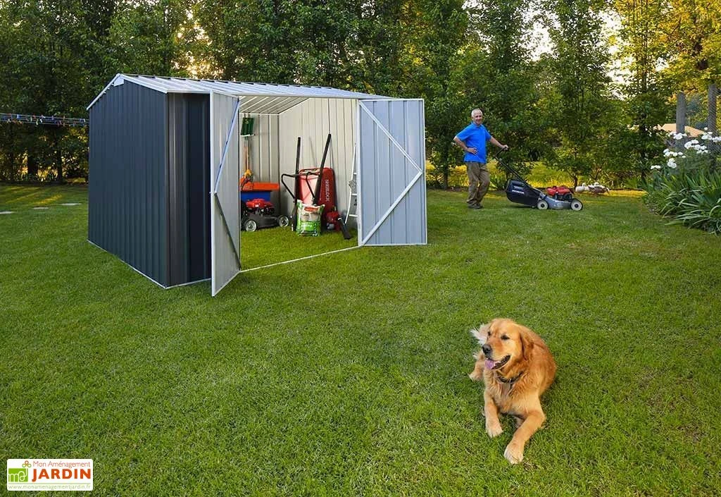 Abri De Jardin En Métal Galvanisé Gris 11 M² 0,35 Mm – Image 2