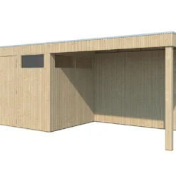 Abri De Jardin En Bois D’épicéa Brut Avec Auvent – 12,6 M²