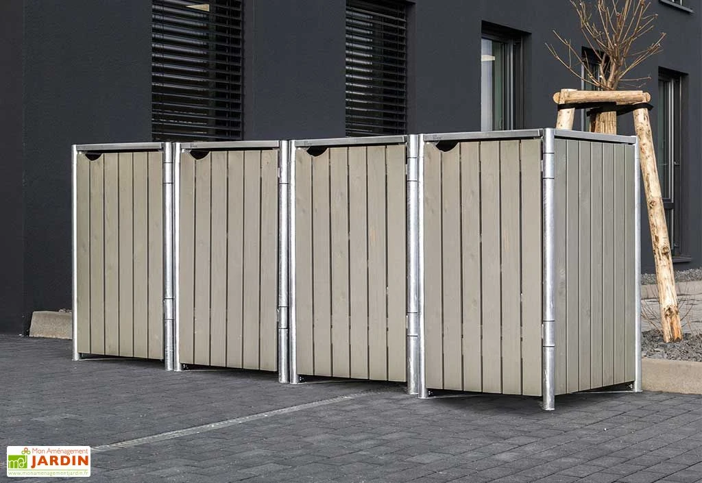 Cache-poubelles En Acier Et Bois De Pin Traité 241 X 63 X 115 Cm – Image 3