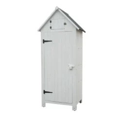 Armoire De Jardin En Bois FSC 10 Mm Blanc 179 Cm