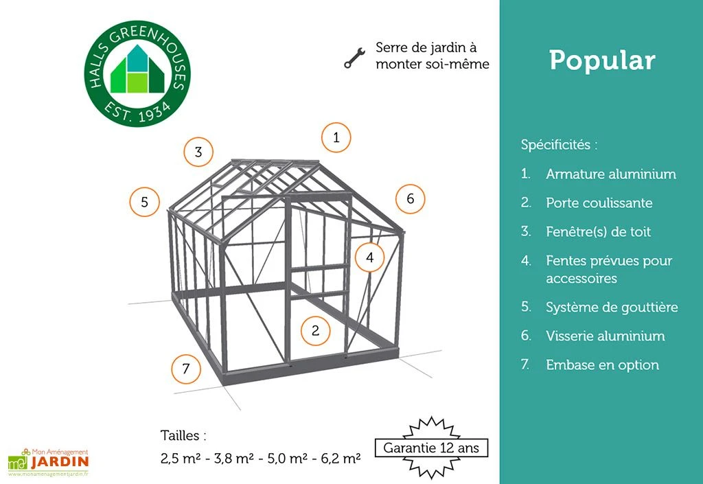 Halls Serre De Jardin En Aluminium Et Verre Horticole Popular 106 (6,2 M²) – Image 6