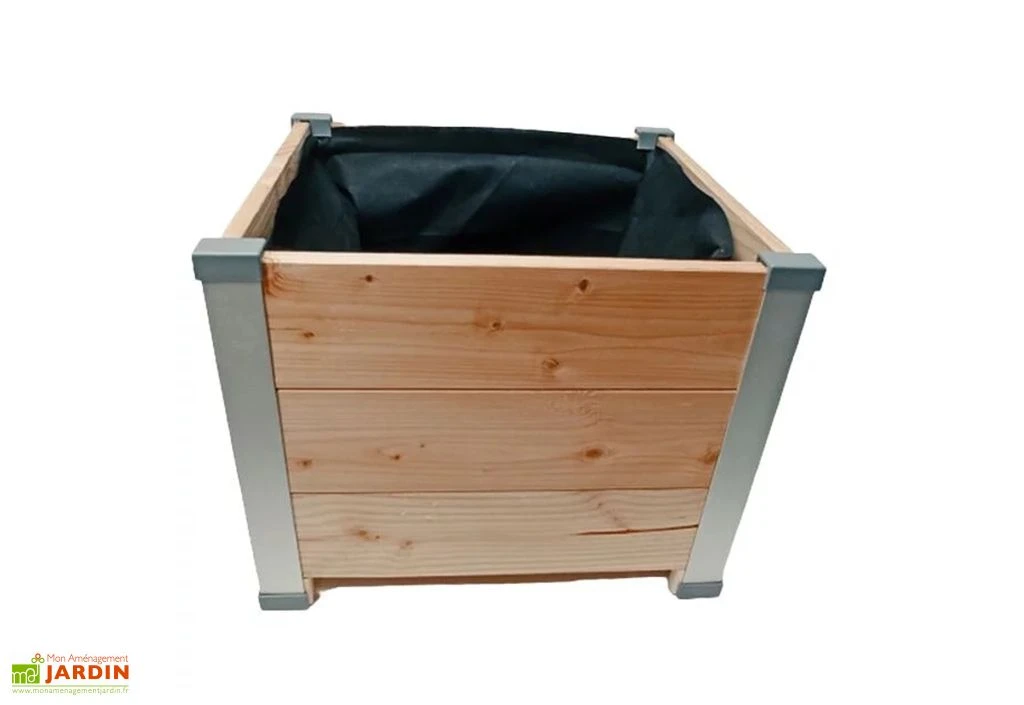 Bac à Fleurs En Bois Douglas Non Traité Et Aluminium - Design