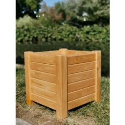 Bac à Fleurs Carré Sur Pieds En Bois De Châtaignier Lasuré - Garden