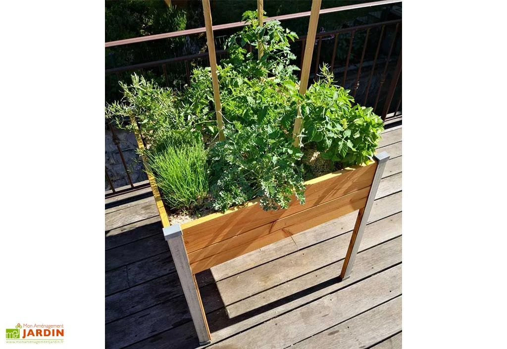 Bac Potager Sur Pieds En Bois Douglas Et Aluminium 65 X 60 X 80 Cm – Image 2