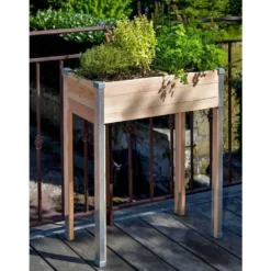 Bac Potager Sur Pied En Bois Douglas Et Aluminium 65 X 35 X 80 Cm