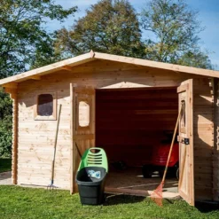 Abri De Jardin En Bois Douglas 28 Mm – 13,37 M² : 3,51 X 3,81 M