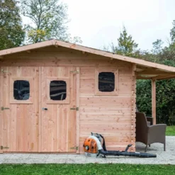 Abri De Jardin En Bois Douglas 28 Mm + Bûcher – 19,65 M² : 4,01 X 4,90 M