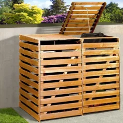 Cache-poubelle Double En Bois De Pin Traité 92 X 148 X 122 Cm