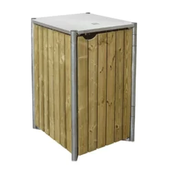 Cache-poubelle Simple En Acier Et Bois De Pin Traité 69 X 80 X 115 Cm