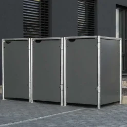 Cache-poubelle Triple En Acier Et Composite Aluminium 209 X 80 X 115 Cm
