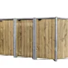 Cache-poubelle Triple En Acier Et Bois De Pin Traité 209 X 80 X 115 Cm
