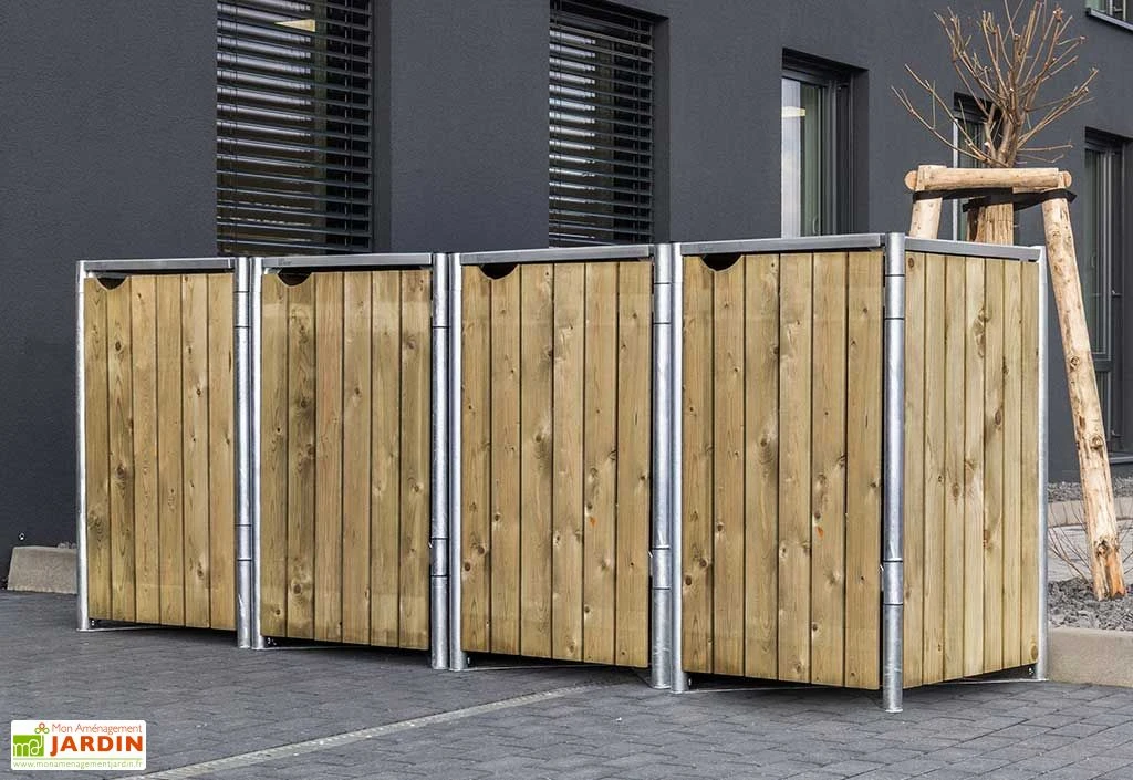 Cache-poubelles En Acier Et Bois De Pin Traité 241 X 63 X 115 Cm – Image 2