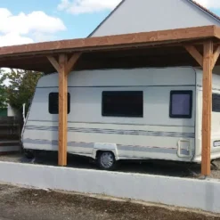 Carport Adossé En Bois Douglas Sans Couverture