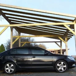 Carport Bois 2 Voitures – 5,86 X 3,90 M (monopente Sans Couverture)