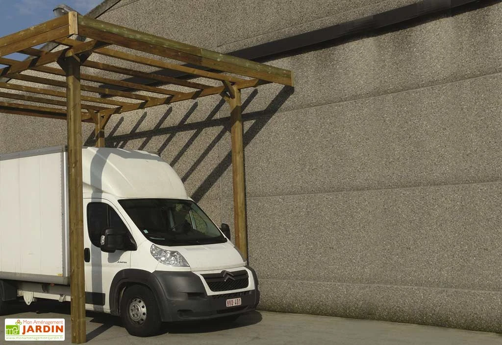 Solid Carport En Bois Autoclave Pour Camping Car (506x406cm)