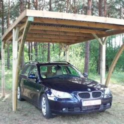 Carport En Bois D’Épicéa Traité Et Fibre De Verre Lido 15 M²