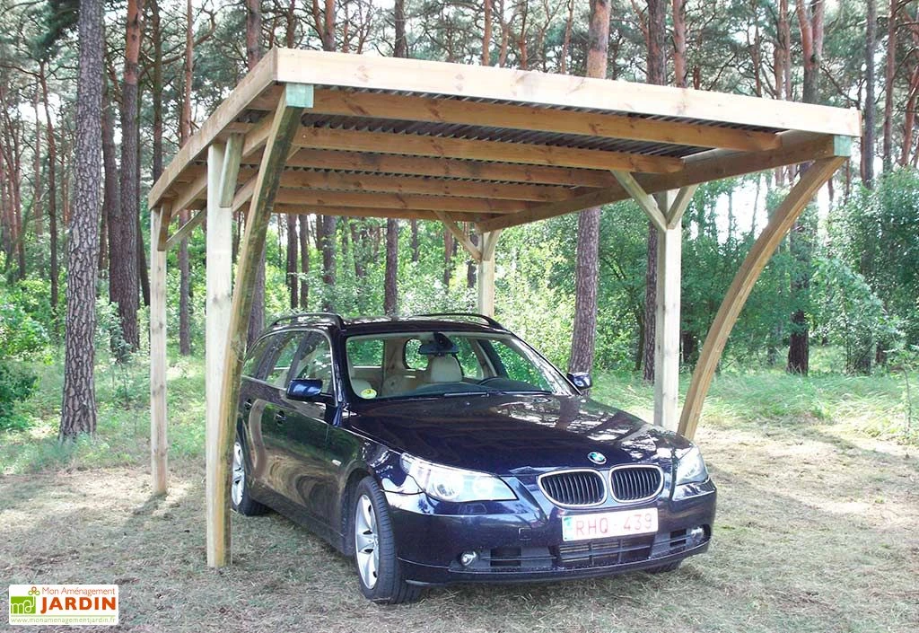 Carport En Bois D’Épicéa Traité Et Fibre De Verre Lido 15 M²