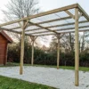 Carport En Bois Traité Autoclave Avec Couverture En PVC 15 M²